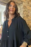 Made in Italy Donegal Cotton Jersey Smock Dress Black